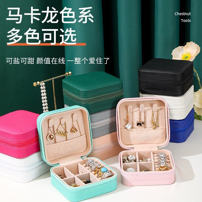 Simple Cross-Mirror Mini Jewelry Box, Travel Portable Jewelry Box, Earring, Necklace, Ring Storage Box, Jewelry Box - image 2