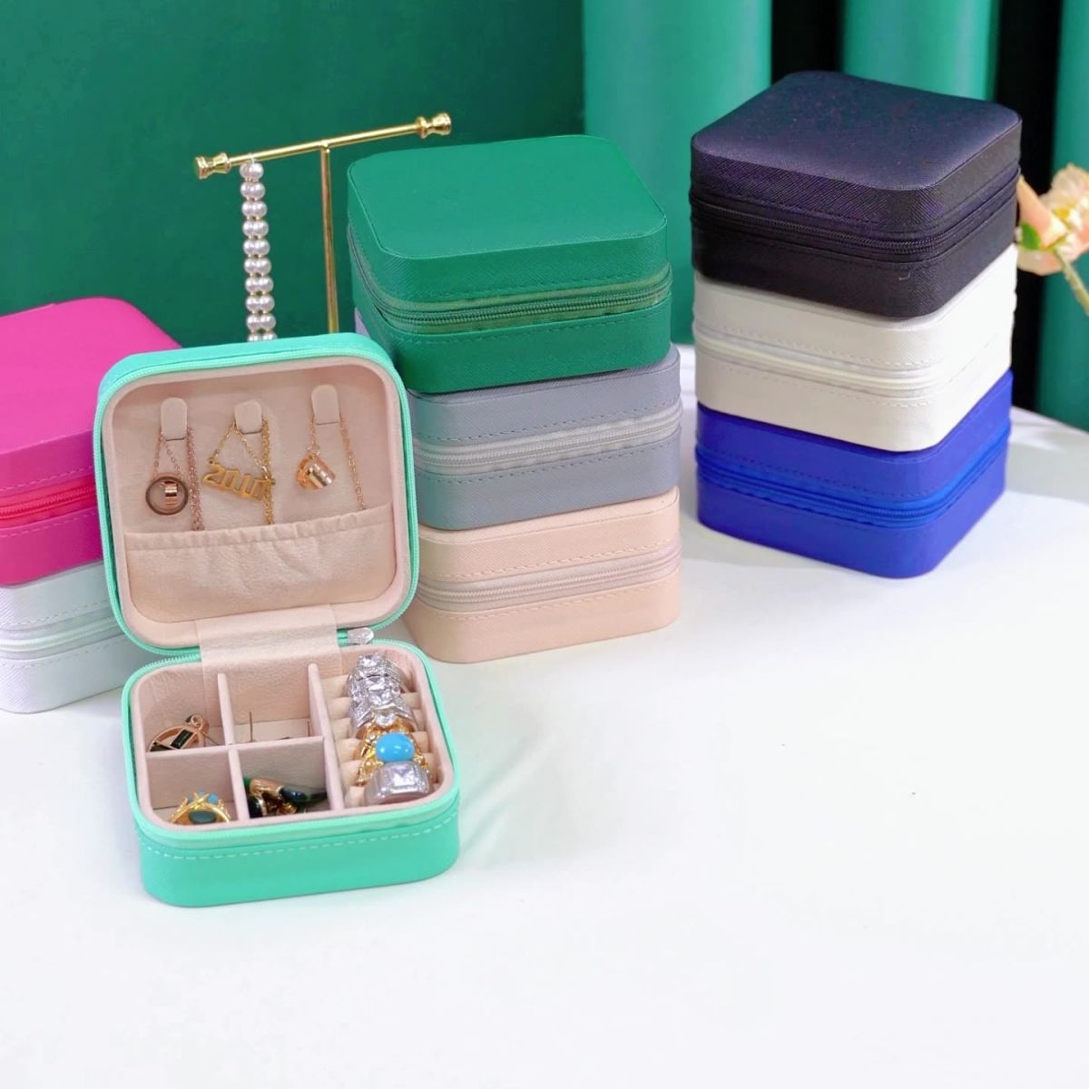 Simple Cross-Mirror Mini Jewelry Box, Travel Portable Jewelry Box, Earring, Necklace, Ring Storage Box, Jewelry Box - image 3