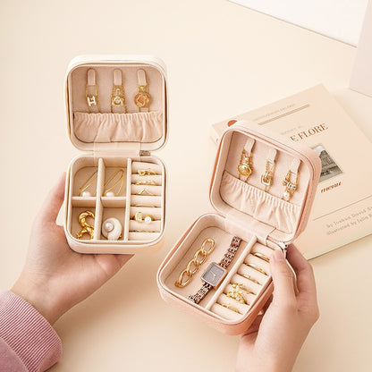Cross-Border Mini Portable Jewelry Box, Minimalist Travel Pu Jewelry Box, Necklace and Earring Storage Box - image 2