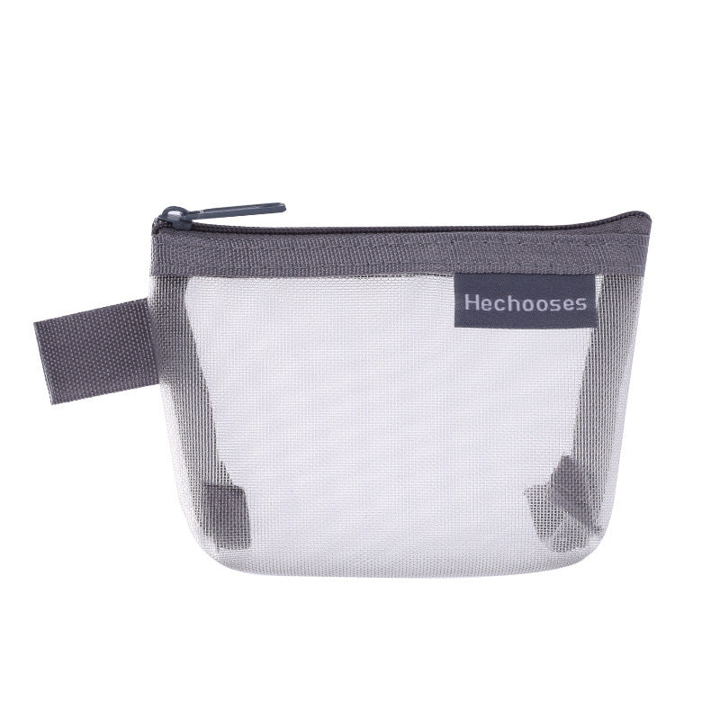 Retro Nylon Three-Dimensional Triangular Mesh Coin Purse Card Holder Travel Large Capacity Key Bag Transparent Storage Bag - image 5