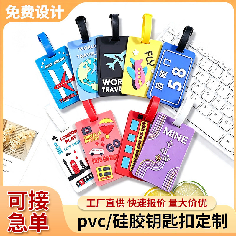 Cross-Border Pvc Luggage Tags in Stock, Anti-Lost Suitcase Tags, Travel Check-In Soft Rubber Boarding Tags, Custom-Made - image 1