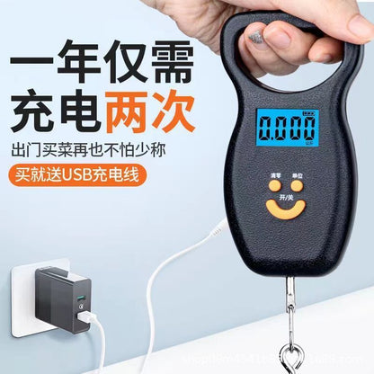 Home-Use Rechargeable Portable Scale, Convenient Luggage Scale, Mini 50kg Express Scale, High-Precision Fishing Scale, Small Scale with Hook - image 1