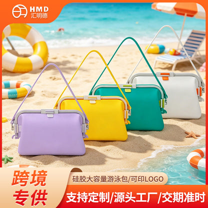 Travel Portable Silicone Large Waterproof Swimming Bag with Wet and Dry Separation, Large Capacity Single-Shoulder Toiletry Bag, Foldable Storage Bag - image 1