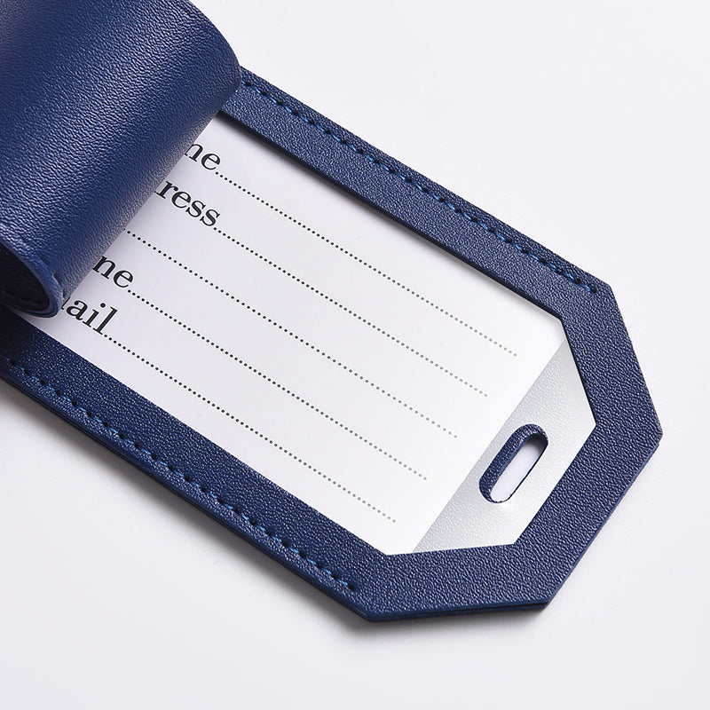 Cross-Border Fashion Luggage Tag, Solid Color Pu Anti-Loss Leather Double-Sided Thickened Airplane Tag, Customizable Logo, Inner Label Paper - image 4