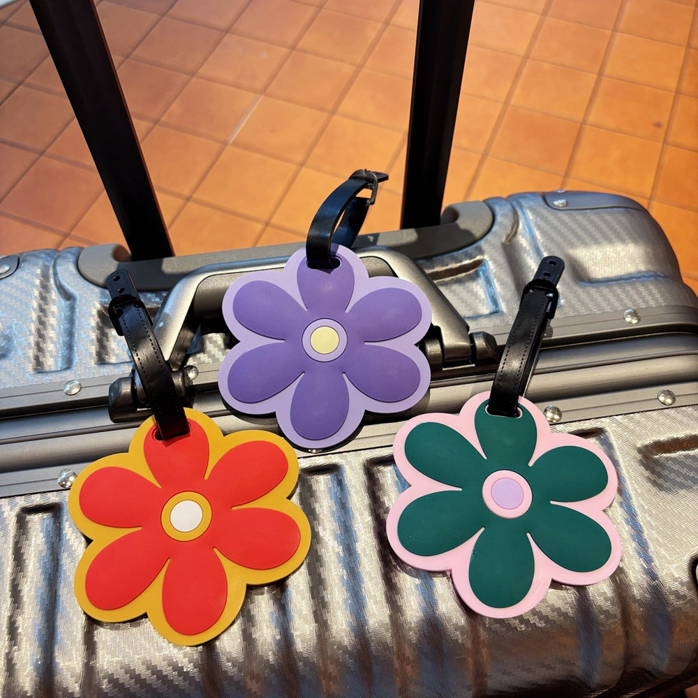 Floral Daisy Luggage Tag, Foreign Trade PVC Luggage Check-in Tag, Name Identification Tag, Anti-Loss Label for Checked Baggage - image 1