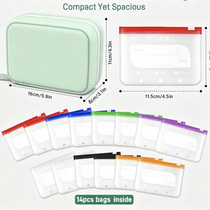 Portable pill organizer bag with 14 compartments, travel pill bag, waterproof and sealed pill storage bag, simple and convenient for carrying medication - image 4