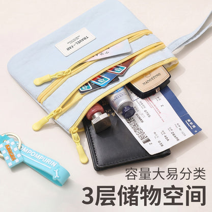 Best-Selling Color-Blocked Taslan Document Storage Bag, Portable Travel Passport Holder, Boarding Pass Protector, Multi-Functional - image 1