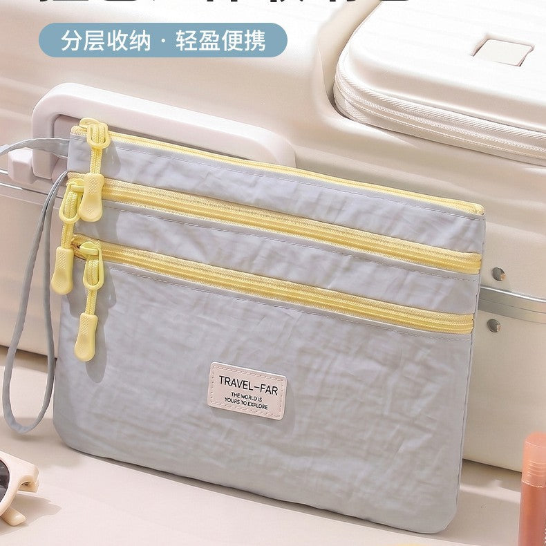 Best-Selling Color-Blocked Taslan Document Storage Bag, Portable Travel Passport Holder, Boarding Pass Protector, Multi-Functional - image 2