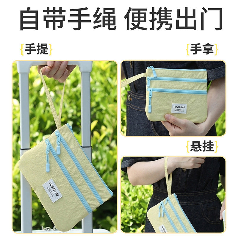 Best-Selling Color-Blocked Taslan Document Storage Bag, Portable Travel Passport Holder, Boarding Pass Protector, Multi-Functional - image 3