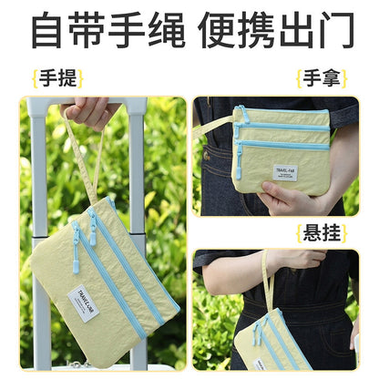 Best-Selling Color-Blocked Taslan Document Storage Bag, Portable Travel Passport Holder, Boarding Pass Protector, Multi-Functional - image 3