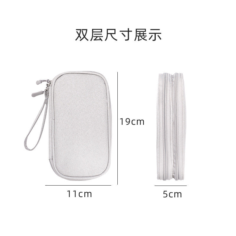 Cross-border travel double-layer data cable charger storage bag, multifunctional digital bag, travel passport bag - image 3