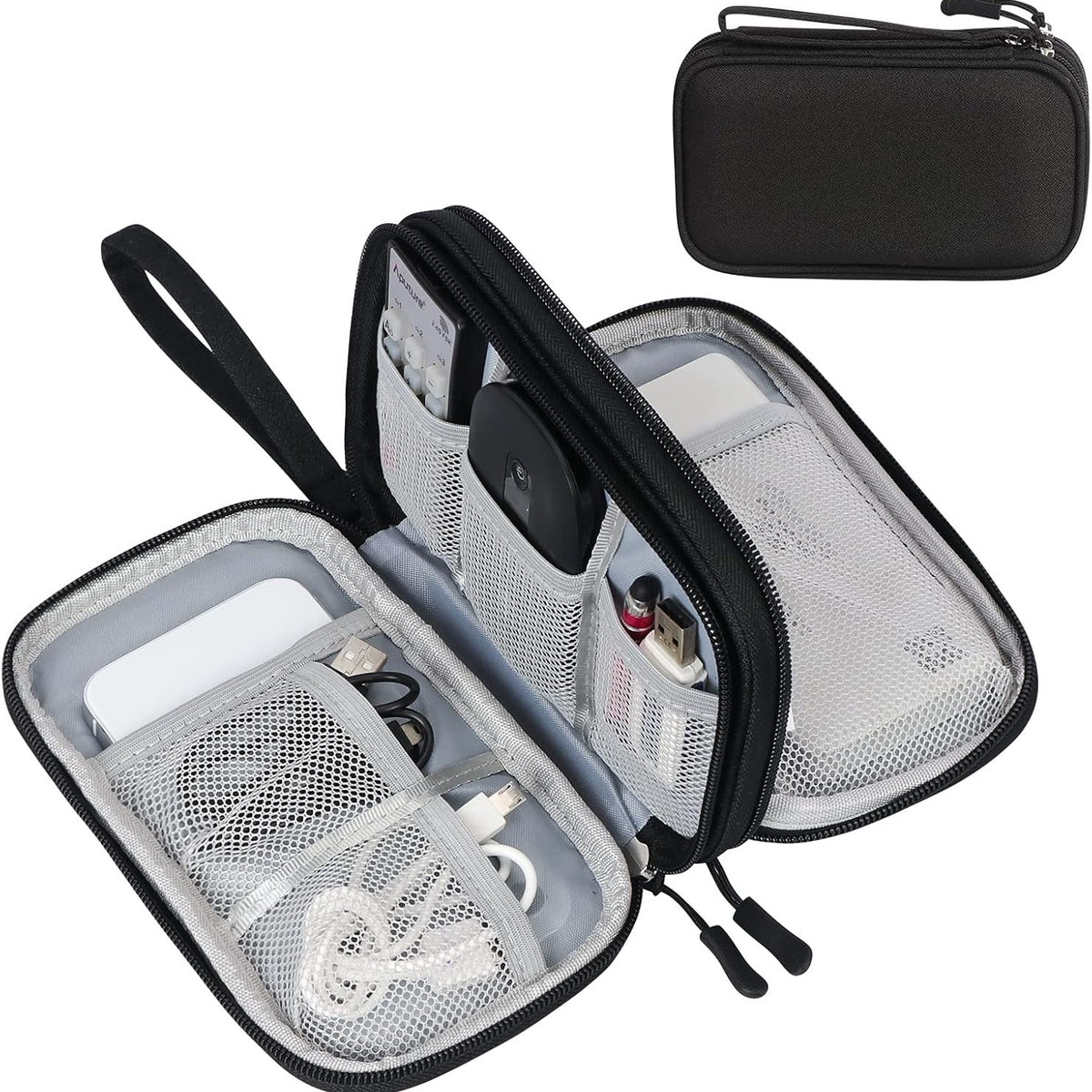 Cross-border travel double-layer data cable charger storage bag, multifunctional digital bag, travel passport bag - image 4