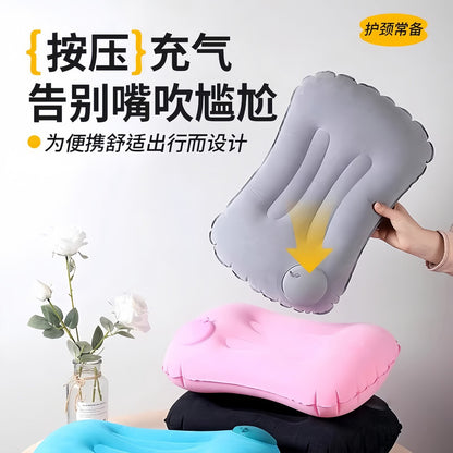 U-Shaped Inflatable Neck Pillow, Nap Pillow, Portable Travel Pillow, Press-Type Travel Essential, Velvet - image 4