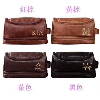 Etsy Cross-Border Hot-Selling Dry and Wet Separation Double-Layer Waterproof Pu Men's Toiletry Bag Travel Portable Cosmetics Storage Bag - image 4