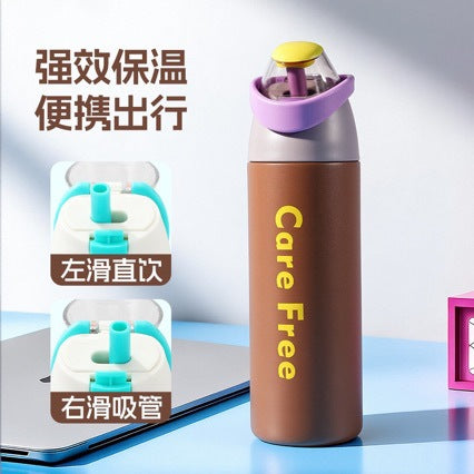 Cross-Border New Pattern Fruit Cup, Straw Cup, Sports Water Cup with Handle, Large Capacity Thermos Cup, Travel Outdoor - image 2