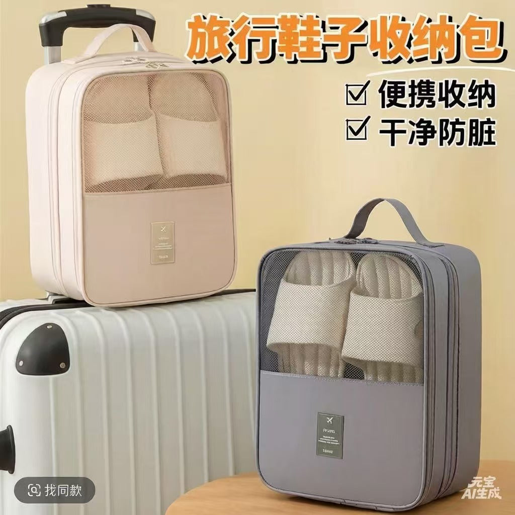Cross-Border Storage Diagonal Oxford Cloth Shoe Bag, Three-Compartment Shoe Bag, Travel Storage Bag, Storage Pouch, Travel Shoe Bag - image 1