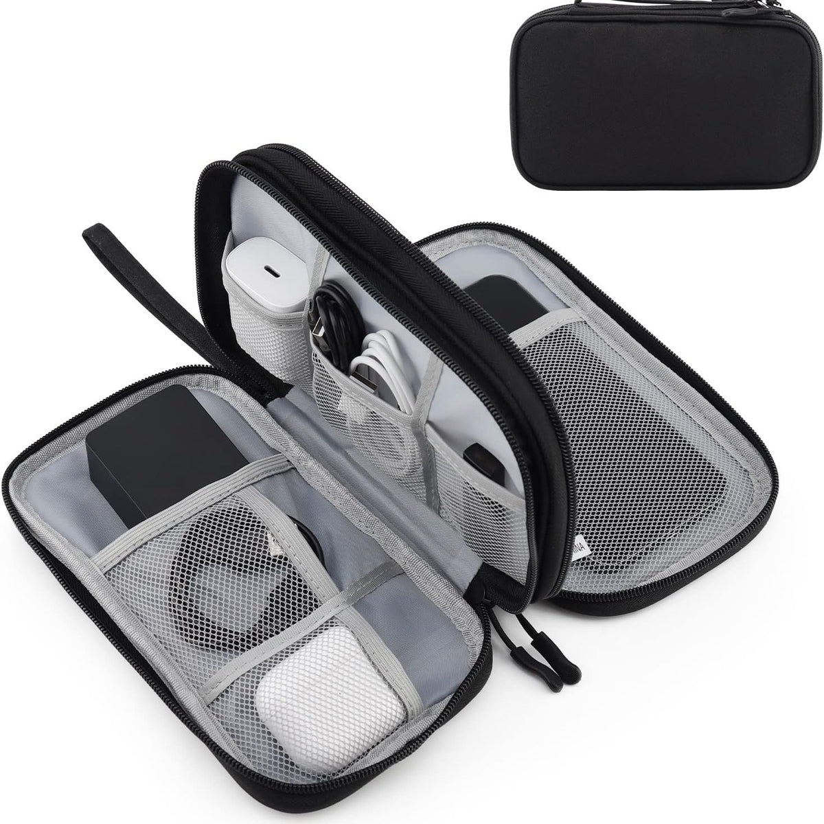 Cross-Border Dual-Layer Data Cable Storage Bag, Travel Large-Capacity Passport Bag, Portable Charger, Earphone Organizer, Digital Bag - image 1