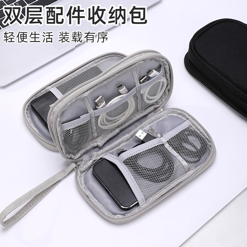 Cross-Border Dual-Layer Data Cable Storage Bag, Travel Large-Capacity Passport Bag, Portable Charger, Earphone Organizer, Digital Bag - image 4
