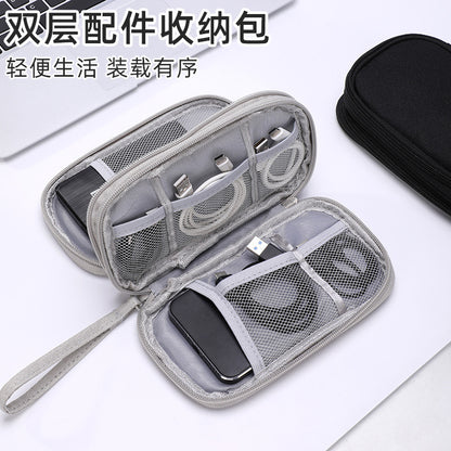 Cross-Border Dual-Layer Data Cable Storage Bag, Travel Large-Capacity Passport Bag, Portable Charger, Earphone Organizer, Digital Bag - image 4