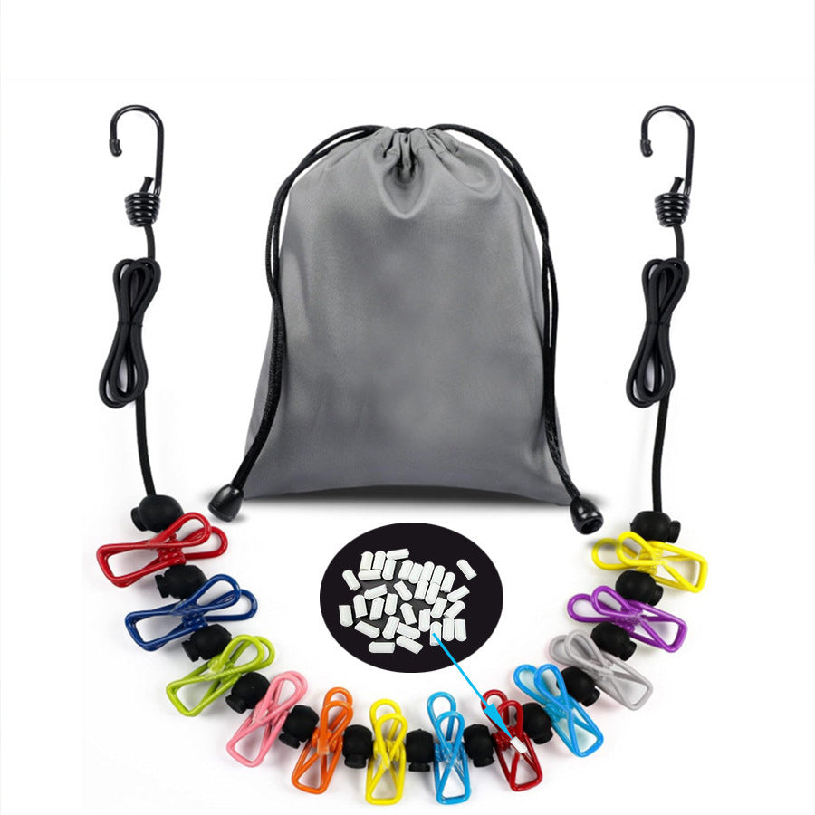 Travel Portable Clothesline Hotel Clothes Drying Gadget Travel Business Trip Clothes Hanger Elastic Band with Clips Portable Hanger - image 1