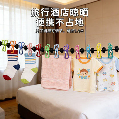 Travel Portable Clothesline, Hotel Clothes Drying Essential, Travel and Business Trip Clothes Hanger, Elastic Band with Clips, Portable Hanger - image 2