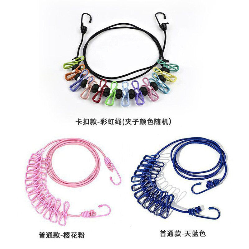 Travel Portable Clothesline, Hotel Clothes Drying Essential, Travel and Business Trip Clothes Hanger, Elastic Band with Clips, Portable Hanger - image 5