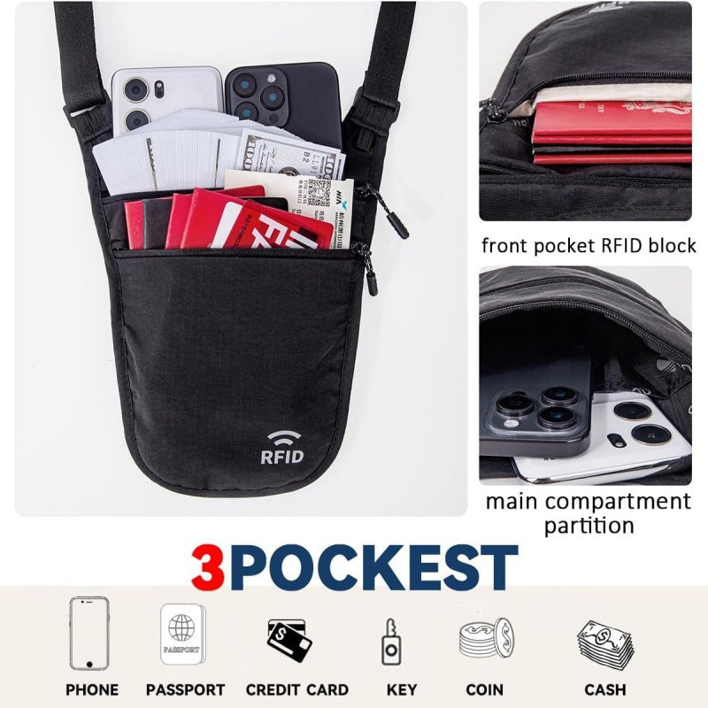 Travel Personal Waist Bag for Men and Women, Anti-Theft Underarm Pouch for Passports, Documents, Money, Invisible Running Sports Ultra-Thin Shoulder Crossbody B - image 3