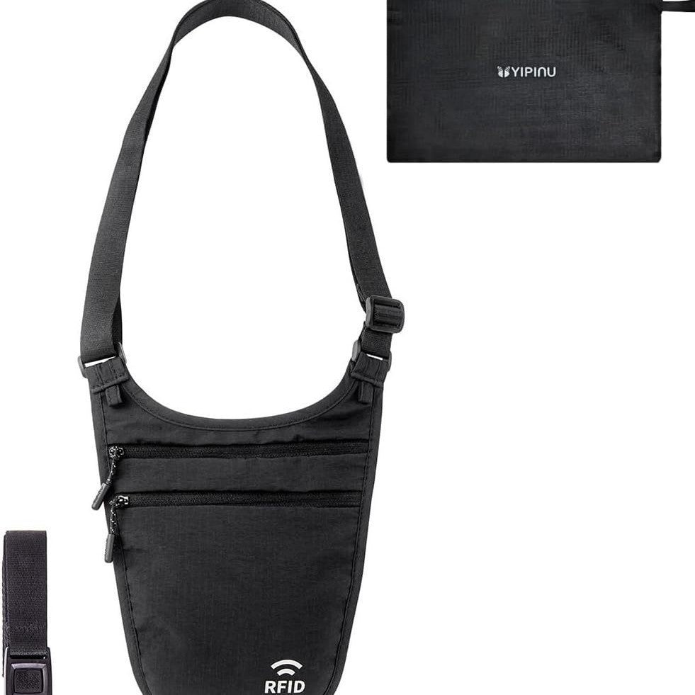 Travel Personal Waist Bag for Men and Women, Anti-Theft Underarm Pouch for Passports, Documents, Money, Invisible Running Sports Ultra-Thin Shoulder Crossbody B - image 5
