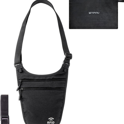 Travel Personal Waist Bag for Men and Women, Anti-Theft Underarm Pouch for Passports, Documents, Money, Invisible Running Sports Ultra-Thin Shoulder Crossbody B - image 5