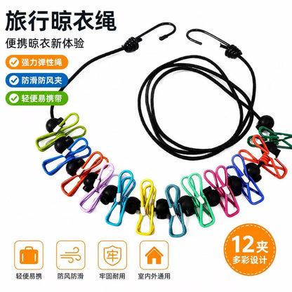 Travel Clothesline, Outdoor Clothesline, Portable Hotel Clothesline, Windproof Elastic Travel Clothes Drying Tool - image 1
