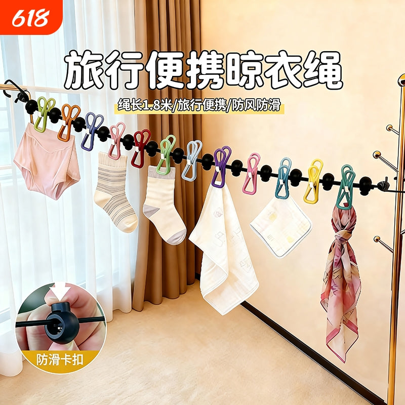 Portable Clothesline for Travel, Indoor Clothes Drying Essential, Retractable, Suitable for Hotels and Outdoor Travel - image 1