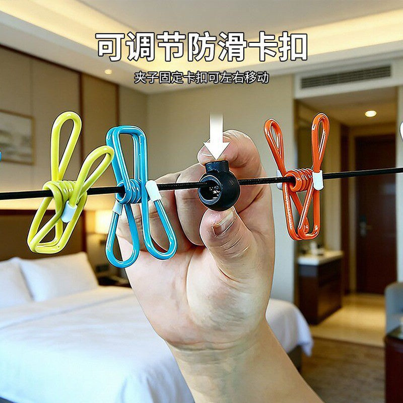 Travel Portable Clothesline, Hotel Clothes Drying Essential, Travel and Business Trip Clothes Hanger, Elastic Band with Clips, Portable Hanger - image 3