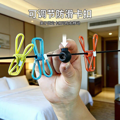 Travel Portable Clothesline, Hotel Clothes Drying Essential, Travel and Business Trip Clothes Hanger, Elastic Band with Clips, Portable Hanger - image 3