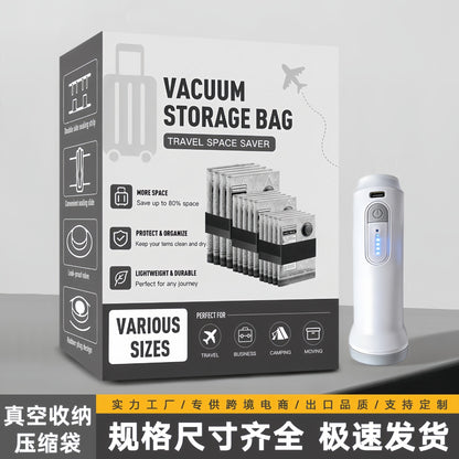 Amazon TK vacuum compression bag storage bag travel clothing storage warning message vacuum organizer wireless pump - image 1