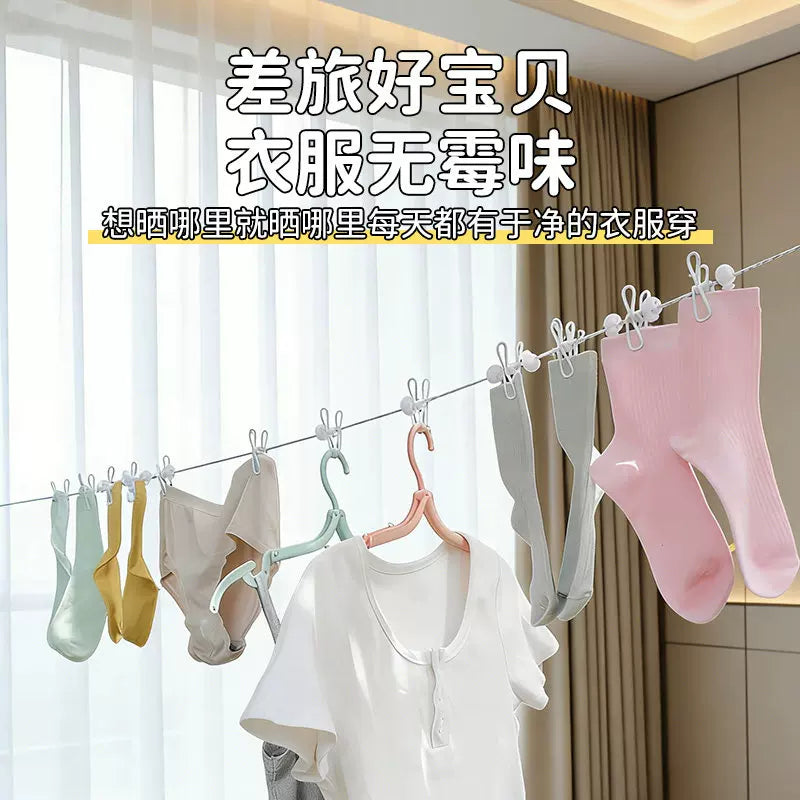 Travel portable retractable clothesline with rainbow clips, outdoor windproof clothesline with clips for camping and business trips - image 3