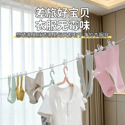 Travel portable retractable clothesline with rainbow clips, outdoor windproof clothesline with clips for camping and business trips - image 3
