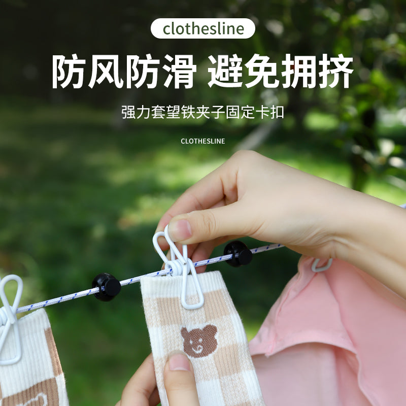 Travel portable retractable clothesline with rainbow clips, outdoor windproof clothesline with clips for camping and business trips - image 4