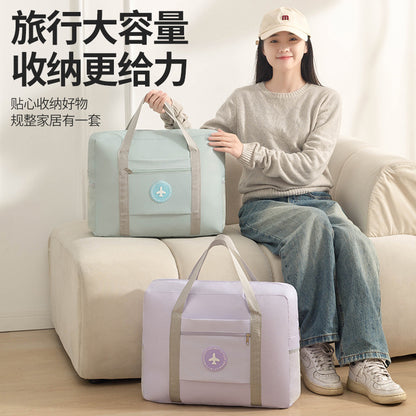Travel storage bag with round logo, airplane bag, clothing storage bag, multifunctional large-capacity foldable waterproof luggage storage bag - image 2