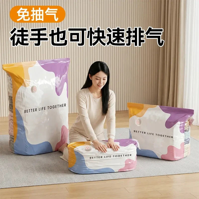 【Upgraded No-Pump】Vacuum Storage Bag, Enlarged 3D Compression Bag for Bedding and Quilts, Seasonal Change Storage Bag - image 1