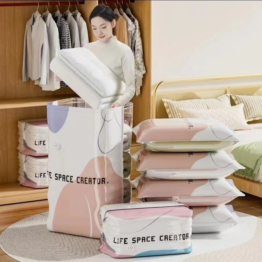 No-pump vacuum compression bag for quilts, blankets, household clothes, luggage organization, thickened large storage bag - image 1