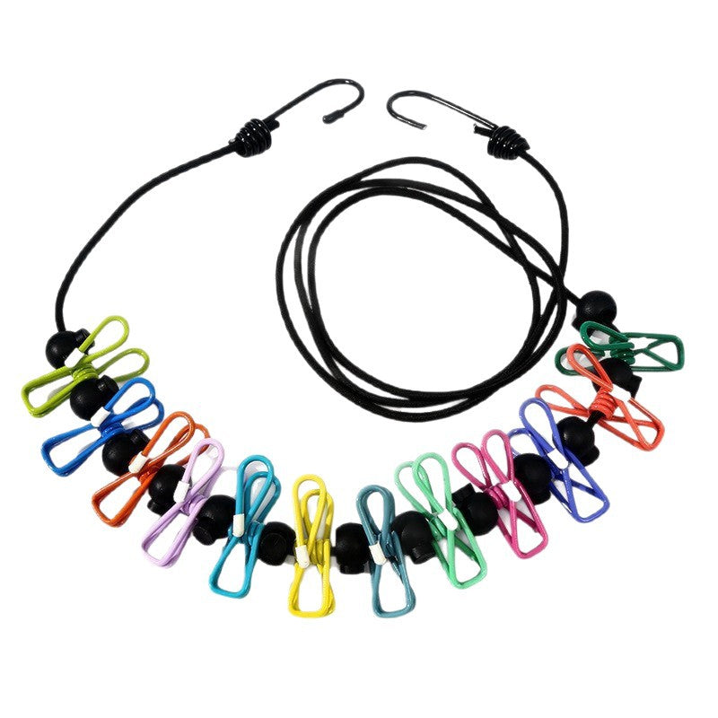 Travel essential clothesline with colorful non-slip clips, portable windproof clothesline for outdoor hiking, multifunctional hanging rope - image 5