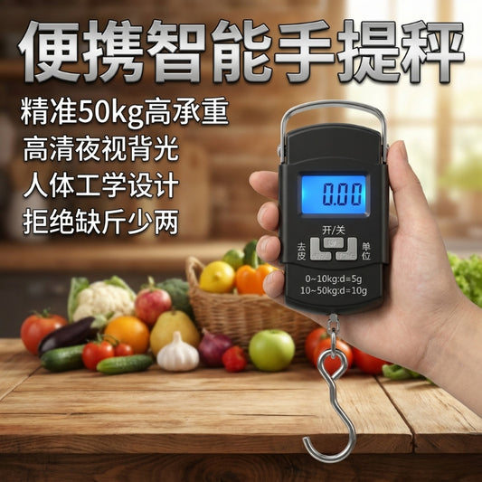 Mini portable electronic scale with hook design for weighing parcels, luggage, fishing, and household use - image 1