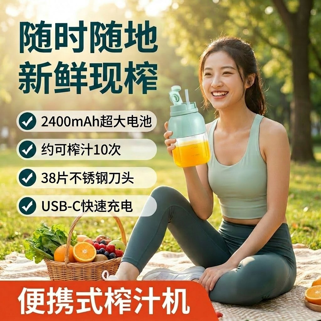 800ml Wireless Portable Juicer USB Rechargeable Outdoor Travel Juicer Cup Cross-border Hot Sale Wholesale - image 2
