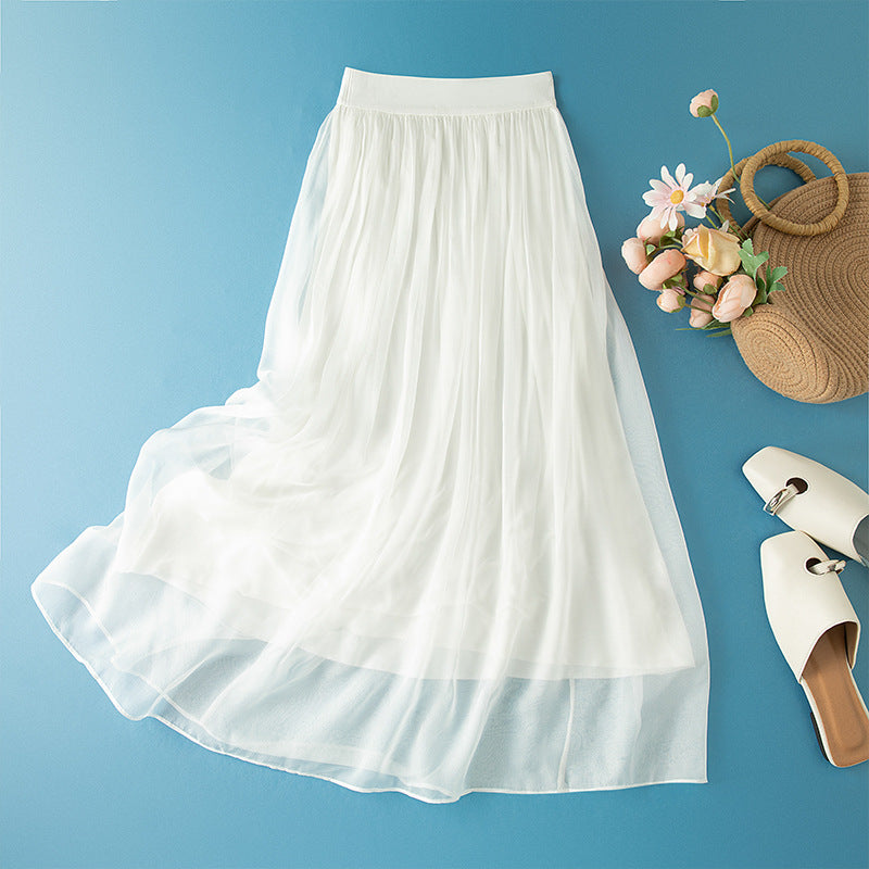 Slimming silk bohemian travel skirt for women, new spring fashion, stylish and high-waisted - image 1