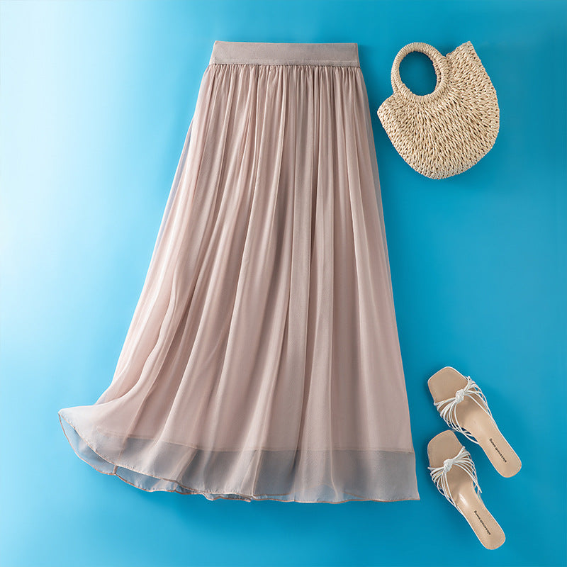 Slimming silk bohemian travel skirt for women, new spring fashion, stylish and high-waisted - image 3