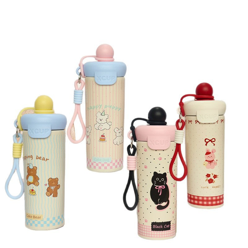 Household stainless steel floating ball insulated cup, cute and stylish straw cup for students, large-capacity portable outdoor travel cup - image 5