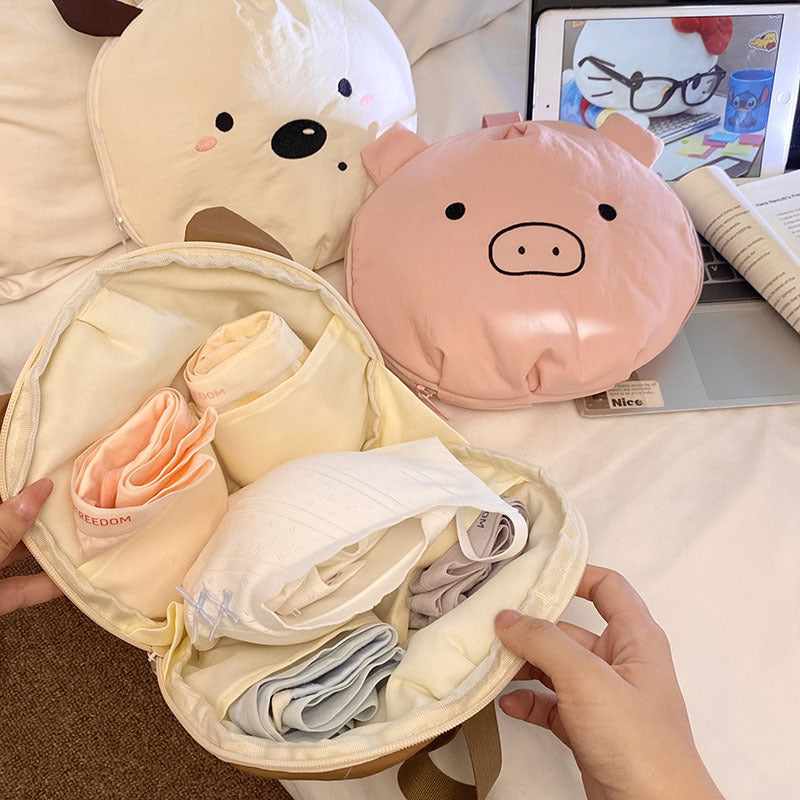 Hanging cartoon piggy storage bag for underwear, bras, panties, and socks, three-in-one travel underwear organizer - image 1
