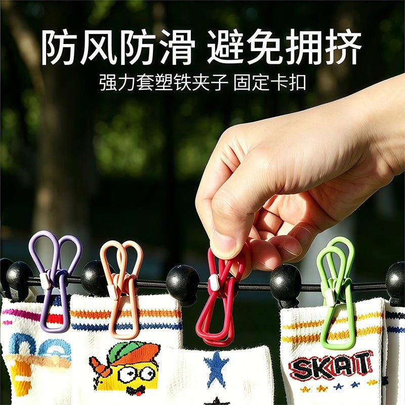 Travel portable clothesline, hotel clothes drying tool, travel and business trip hanging clothes rope, elastic band with clips, portable clothes hanger - image 3