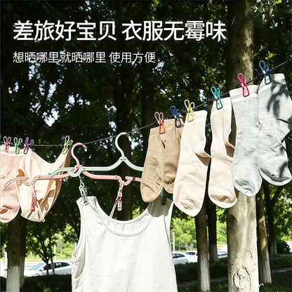 Travel portable clothesline, hotel clothes drying tool, travel and business trip hanging clothes rope, elastic band with clips, portable clothes hanger - image 4