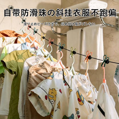 Travel and tourism clothes drying gadget, portable hotel clothesline, business trip clothes hanger with clips, foldable clothes rope - image 4